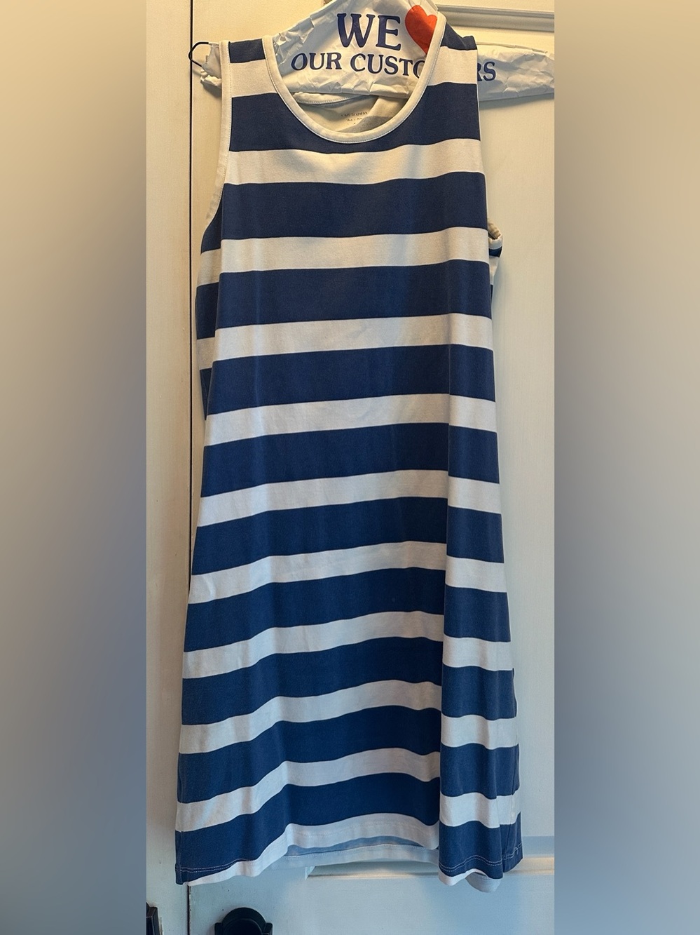 Navy and White Striped Sleeveless Dress
